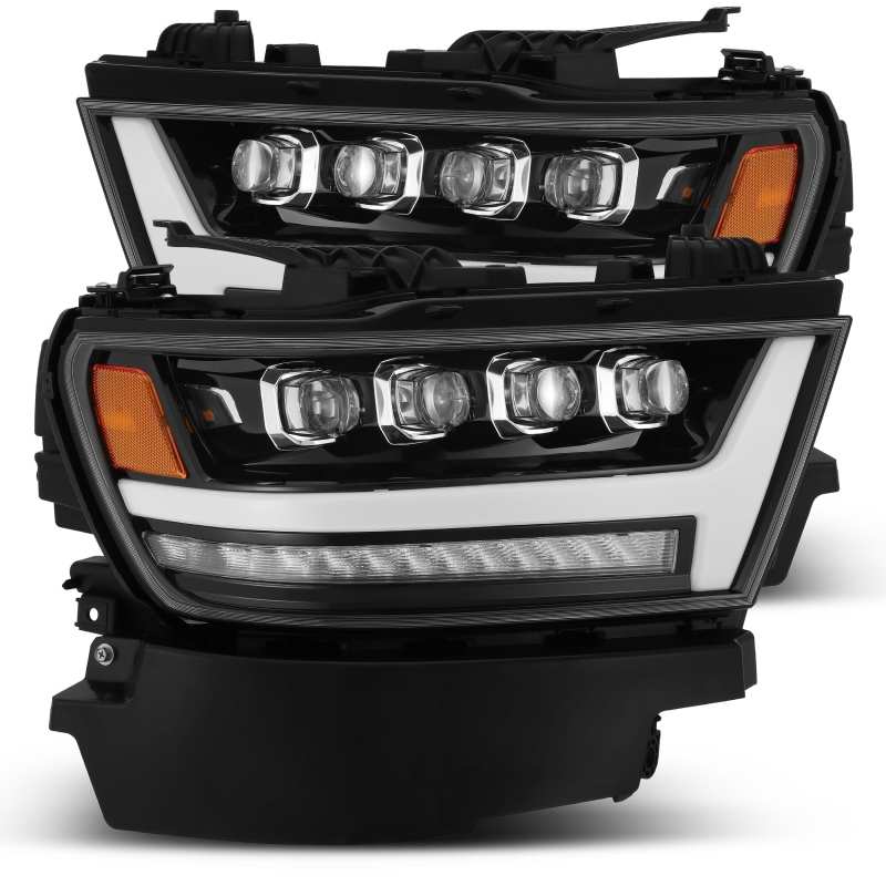 AlphaRex 19-20 Ram 1500HD NOVA LED Proj Headlights Plank Style Gloss Blk w/Activ Lght/Seq Signal/DRL 880516
