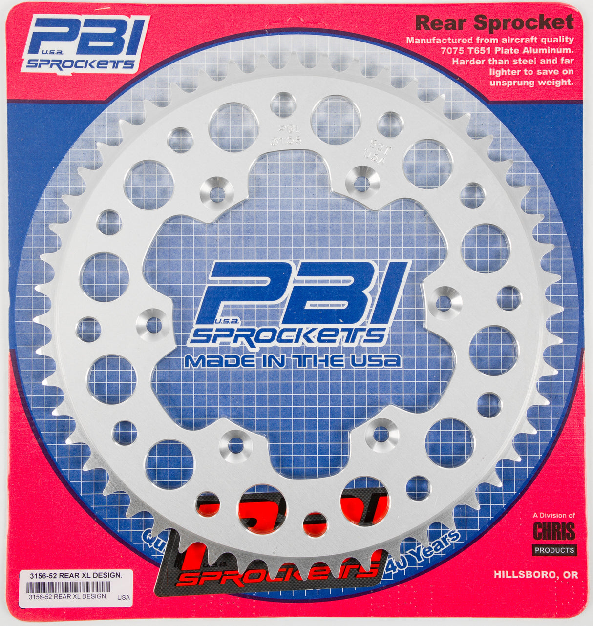 PBIRear Sprocket Aluminum 52t-520 Hon/Yam3156-52-3