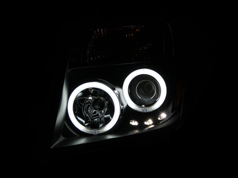 ANZO 2005-2008 Nissan Frontier Projector Headlights w/ Halo Black 111111