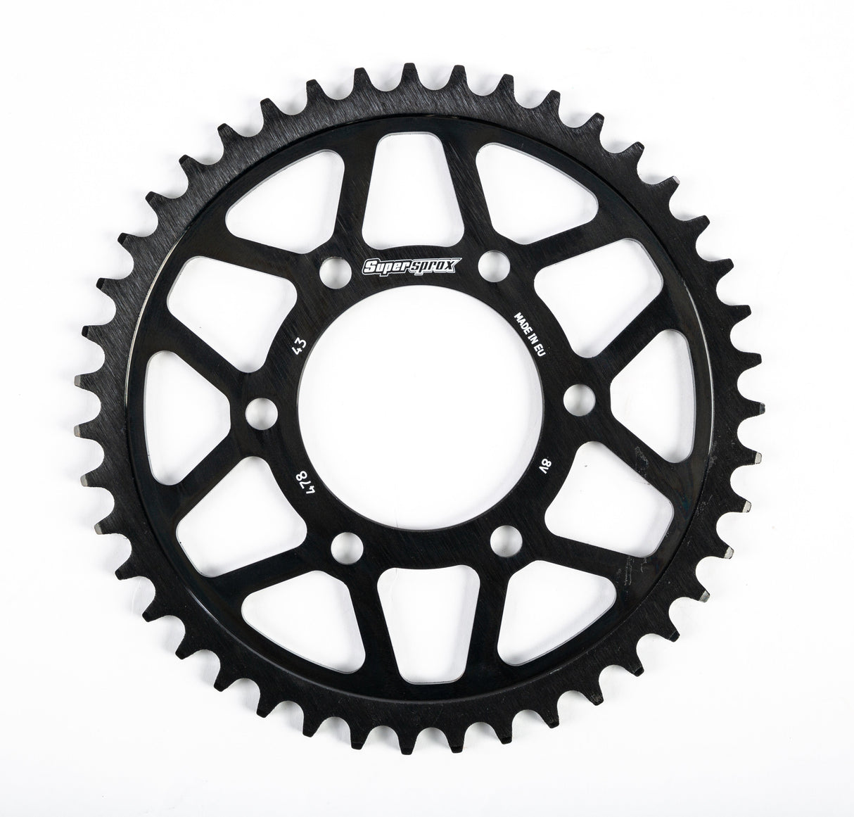 SUPERSPROX Rear Edge Sprocket Steel 43t-520 Blk Kaw/Pol RFA-478-43-BLK
