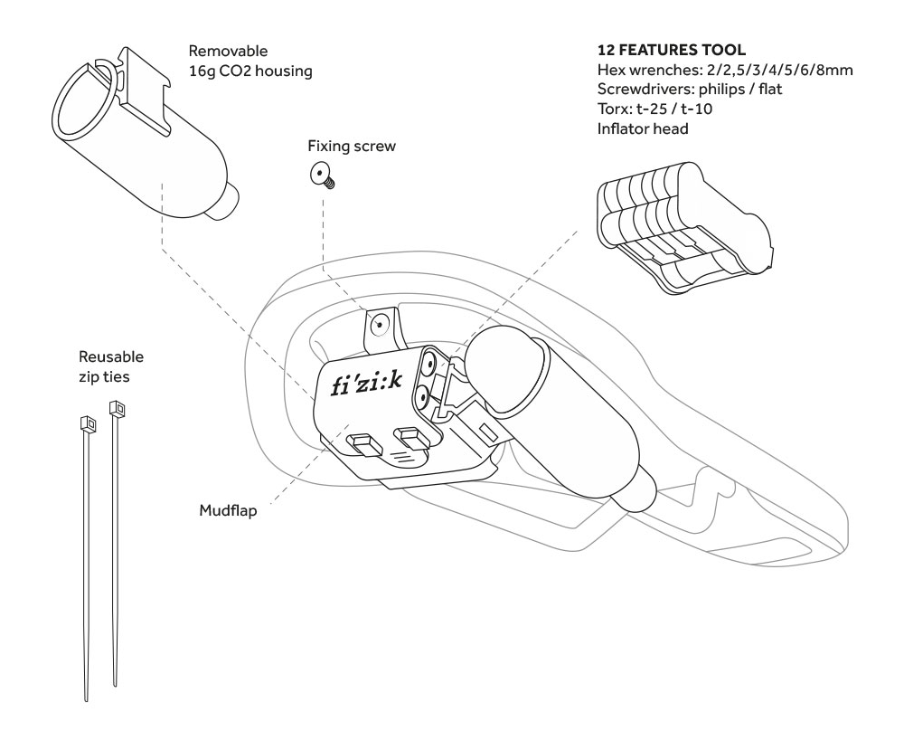FIZIK Gravita Alpaca X5 Saddle + Alpaca Tool Carrier F205URNA13814