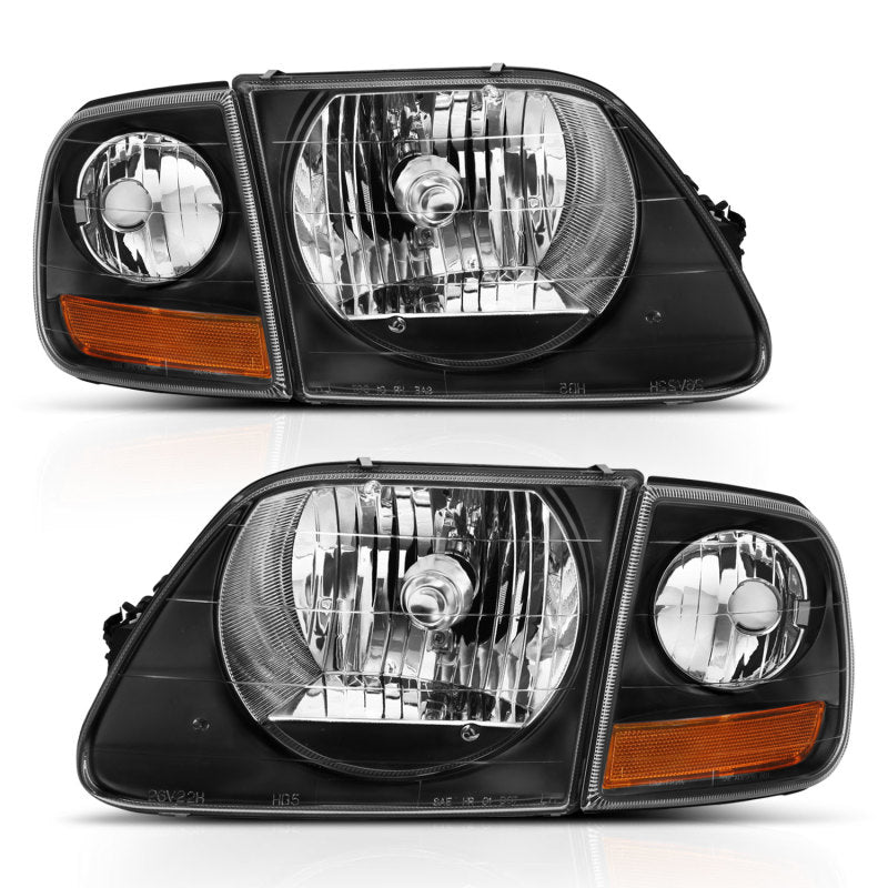 ANZO 1997-2003 Ford F150 Crystal Headlight Black w/ Parking Light 111460