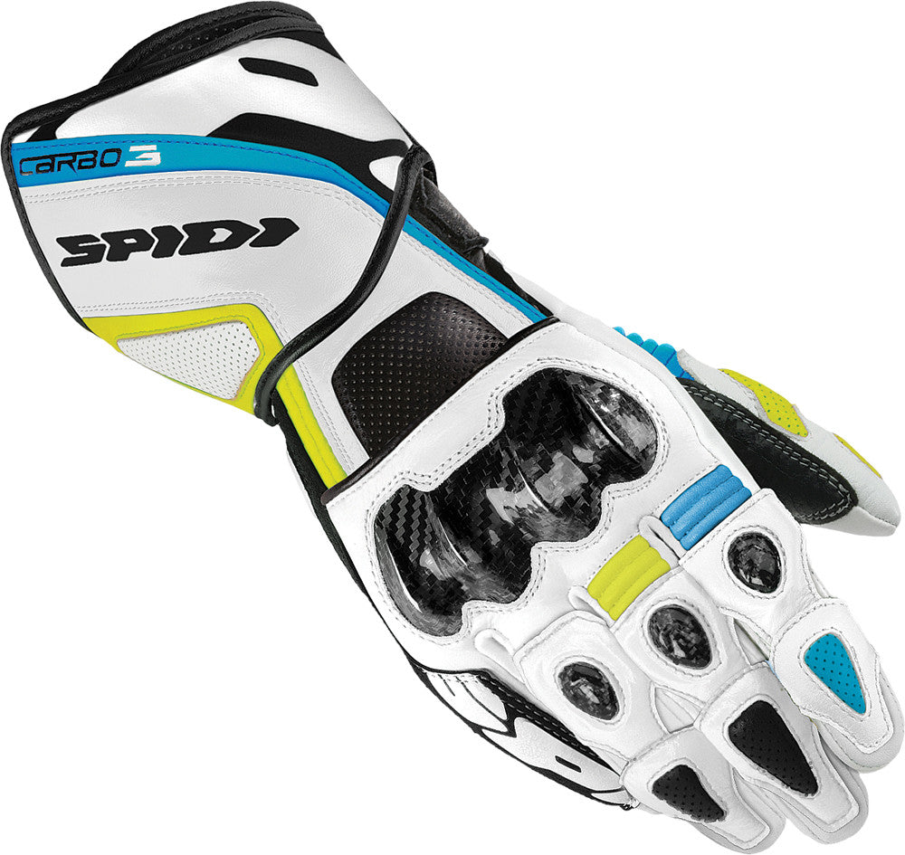 SPIDI Carbo 3 Leather Gloves White/Blue/Yellow 2x A126-034-2X