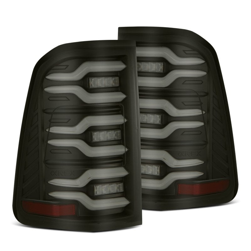 AlphaRex 19-21 Dodge Ram 1500 Luxx-Series LED Tail Lights Black w/Activ Light/Seq Signal 640040