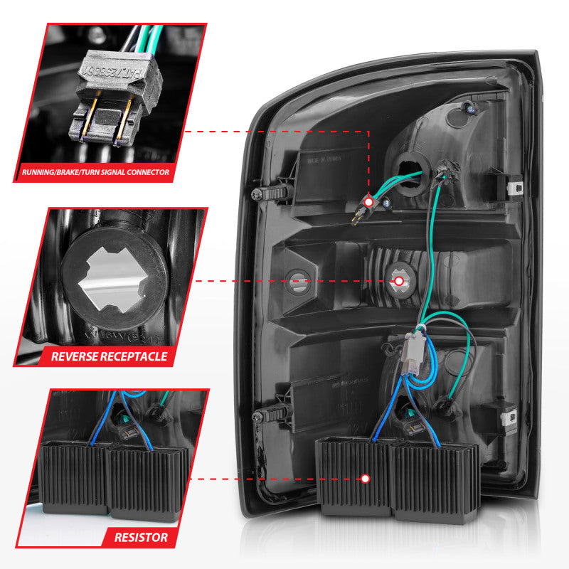 ANZO 2014-2018 GMC Sierra LED Tail Lights Black Housing Red/Clear Lens 311399