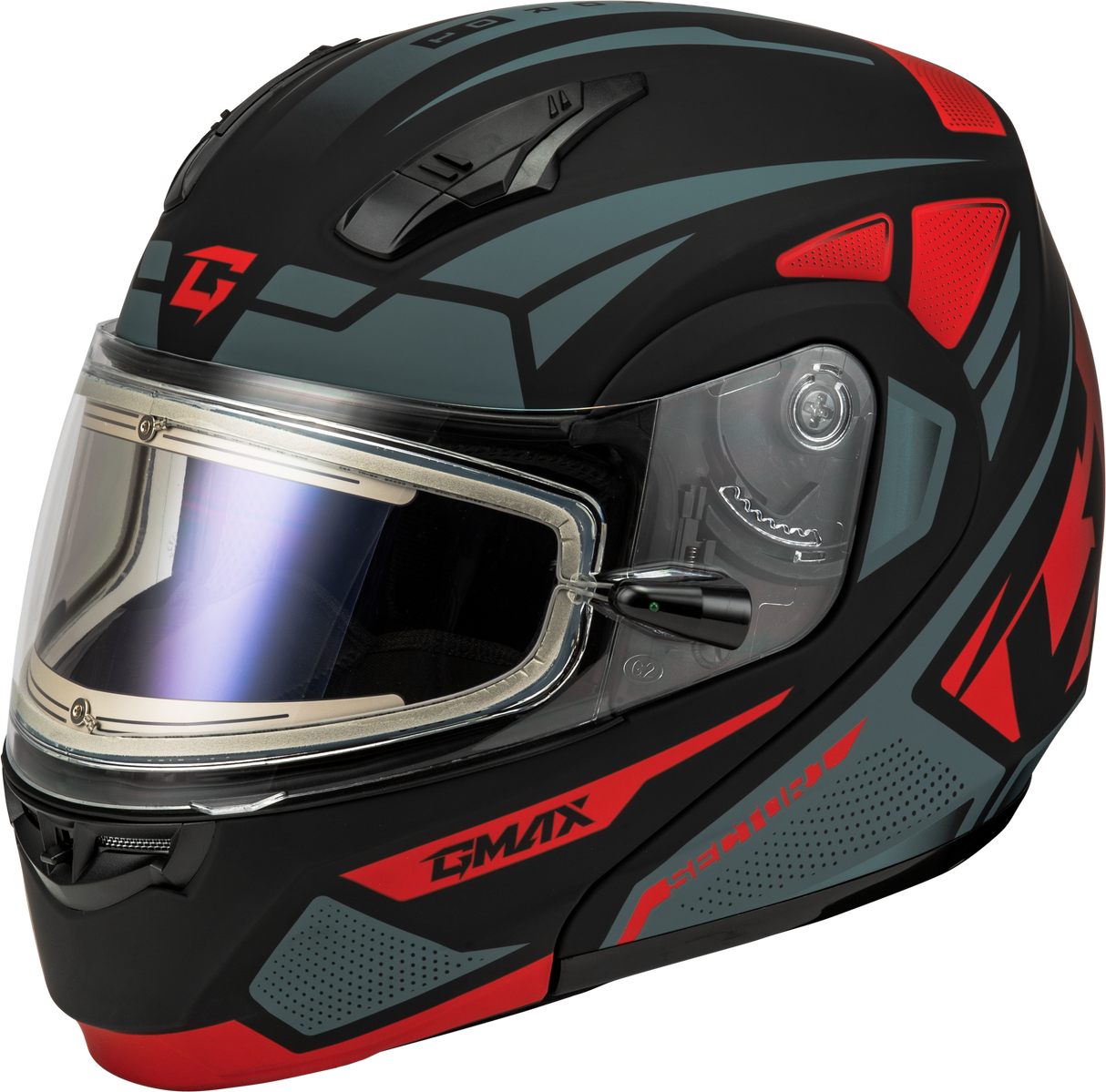 GMAX Md-04s Sector Snow Helmet W/ Electric Shield Black/Red Lg M4043156