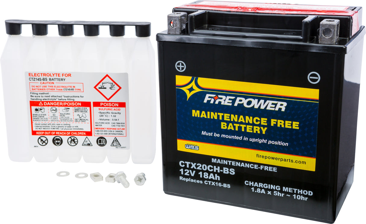 FIRE POWER Battery Ctx20ch-Bs Maintenance Free CTX20CH-BS