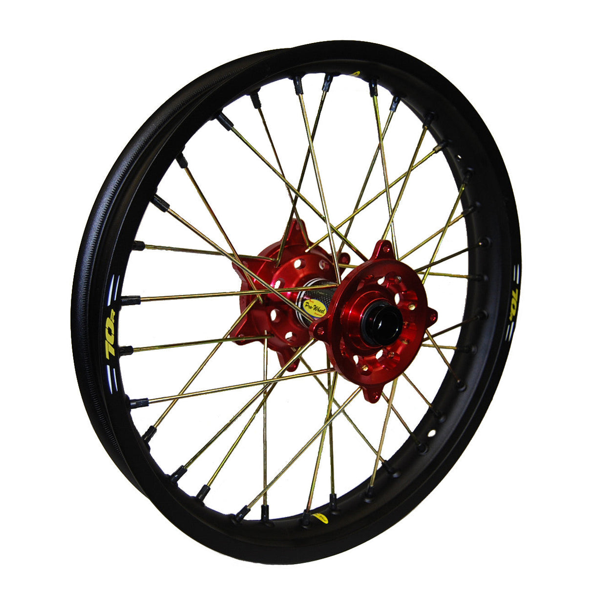 PRO-WHEEL Wheel Rear 2.15x18 Red Hub Blk Rim/Gld Spoke/Blk Nipple 24-1387242