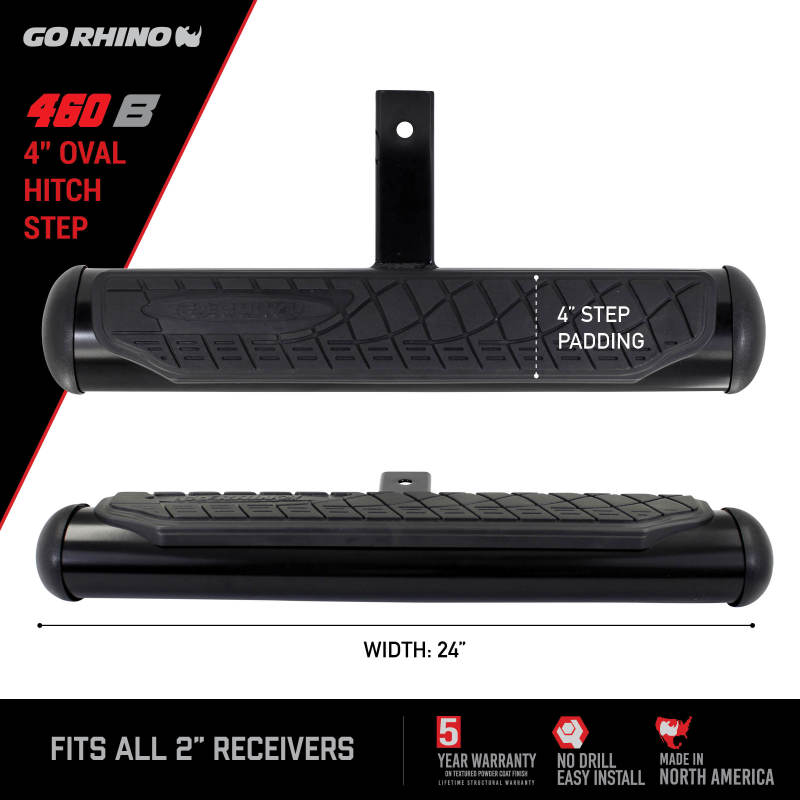 Go Rhino 4in Oval Hitch Step - Black 460B
