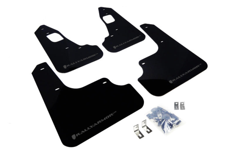Rally Armor 2008+ Mitsubishi EVO X UR Black Mud Flap w/ Grey Logo MF10-UR-BLK/GRY