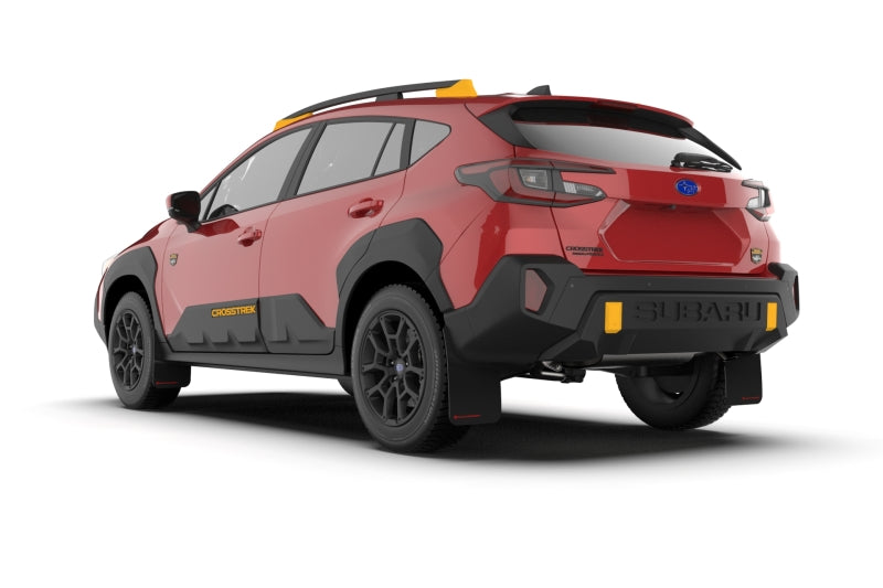Rally Armor 2024 Subaru Crosstrek (Wilderness Only) Black UR Mudflap W/Wild-Orange Logo No Drill Req MF116-UR-BLK-WOR