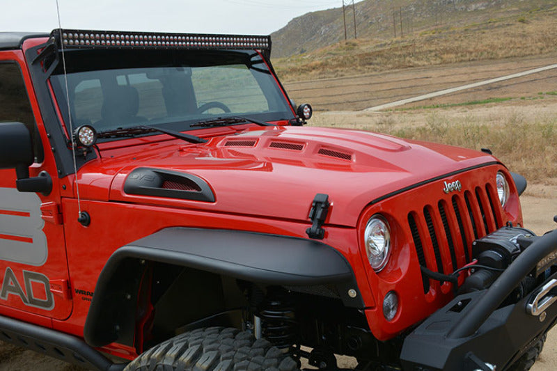 DV8 Offroad 07-18 Jeep Wrangler JK Metal Heat Dispersion Hood - Primer Black HDMB07-02