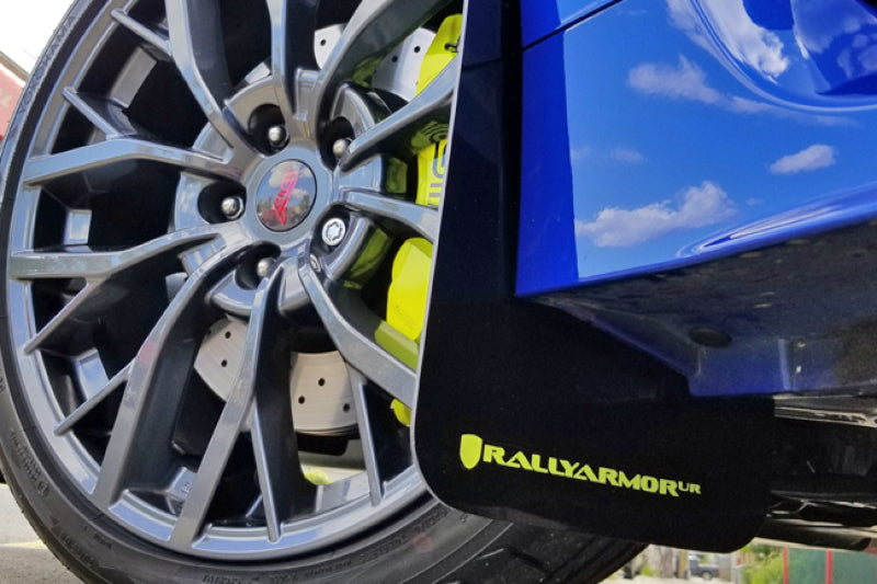 Rally Armor 15-18 Subaru WRX/STi Sedan UR Black Mud Flap w/ Green Logo MF32-UR-BLK/CGN