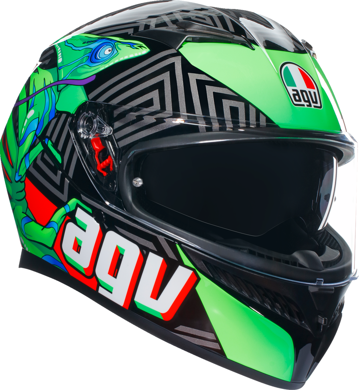 Casco AGV K3 - Kamaleon - Negro/Rojo/Verde - Mediano 2118381004013M