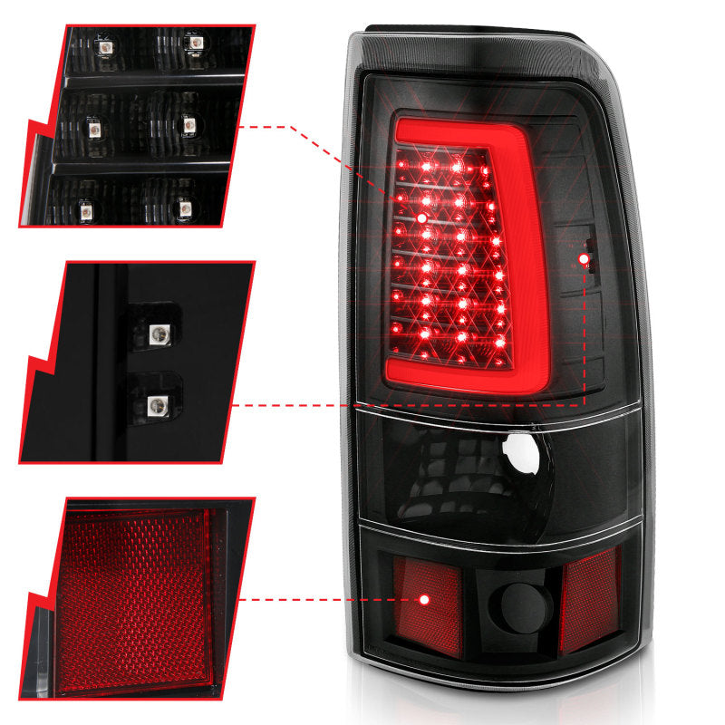 ANZO 2003-2006 Chevy Silverado 1500 LED Taillights Plank Style Black w/Clear Lens 311333