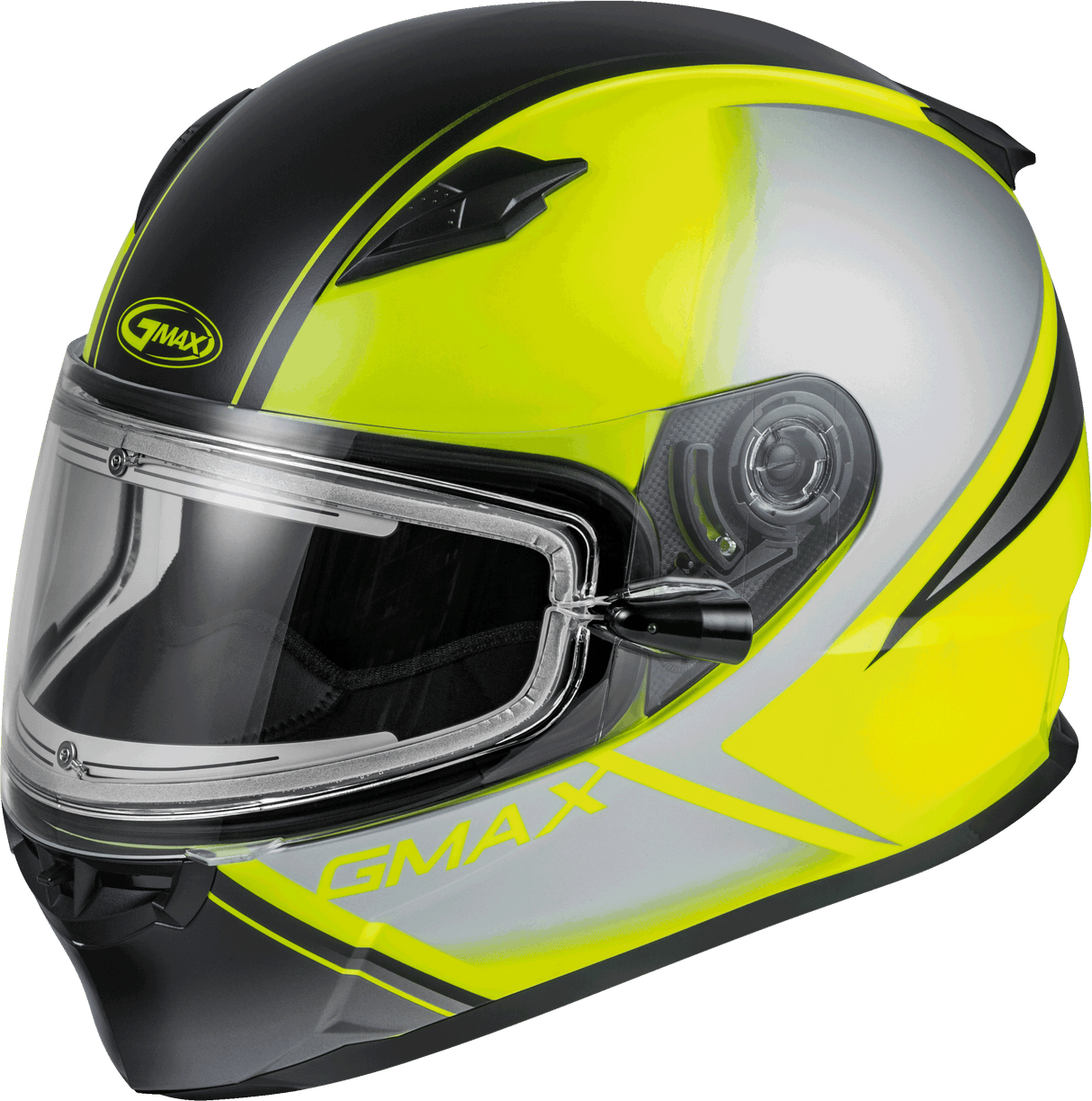 GMAX Ff-49s Hail Snow Helmet W/Elec Shield Matte Hi-Vis/Blk/Gry Lg G4491746