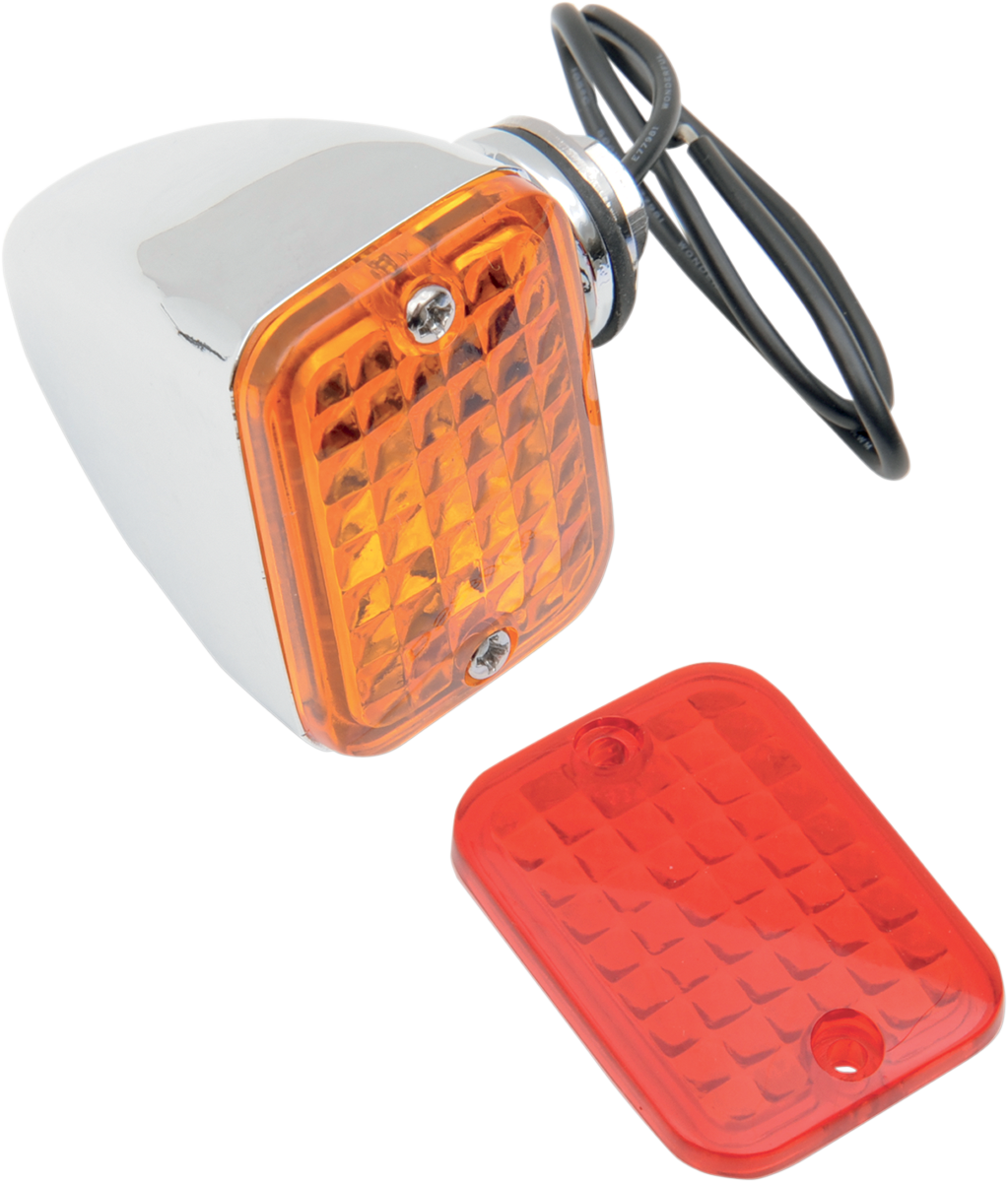 DRAG SPECIALTIES Luz de mercado rectangular - Filamento único - Ámbar/Rojo 163072-BC1