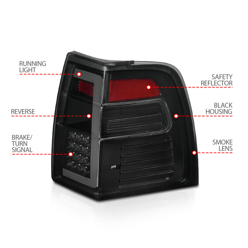 ANZO 07-17 Ford Expedition LED Taillights w/ Light Bar Black Housing Smoke Lens 311409