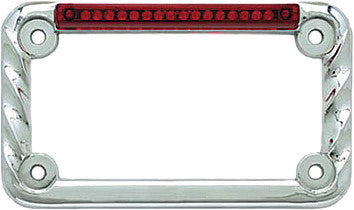 SDC Led License Plate Frame Twisted Chrome W/Red Lens 2002