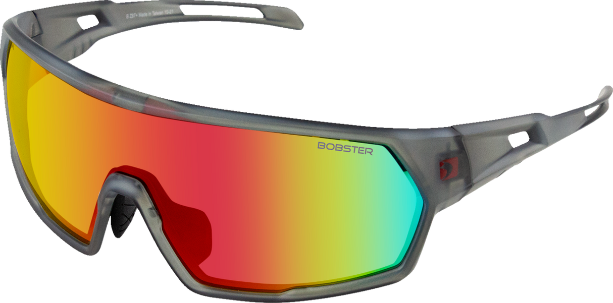 IN STOCK BOBSTER Speed Sunglasses - Matte Clear Gray - Smoke Crimson Mirror BSPE01