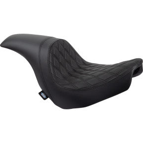 Asiento DRAG SPECIALTIES Predator - Doble diamante con costuras negras - Vinilo - FLSB/FXLR '18-'23 0802-1517