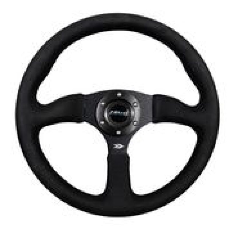 NRG Reinforced Steering Wheel (350mm / 2.5in. Deep)Blk Alcantara Comfort Grip w/4mm Matte Blk Spokes RST-023MB-SA