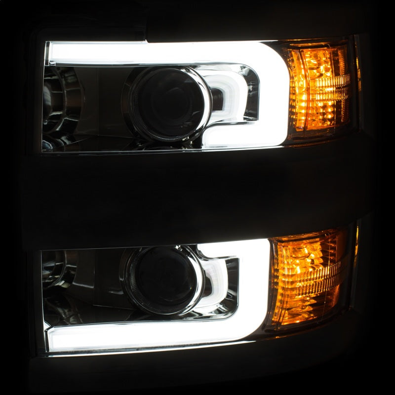 ANZO Projector Headlights 15-17 Chevrolet Silverado 2500HD / 3500HD Chrome w/ Chrome Rim 111366