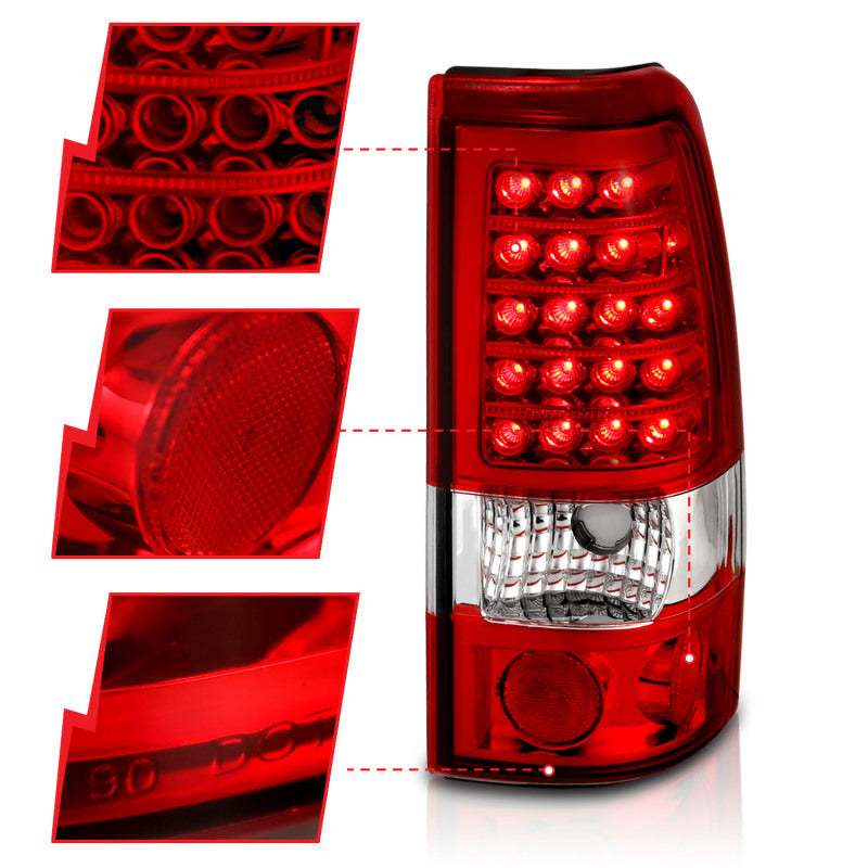 ANZO 1999-2007 Chevrolet Silverado 1500 LED Taillights Red/Clear 311010