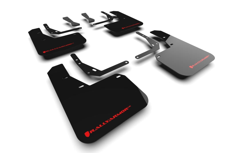 Rally Armor 2024 Hyundai Kona N Line Black UR Mud Flap - Red Logo MF103-UR-BLK-RD