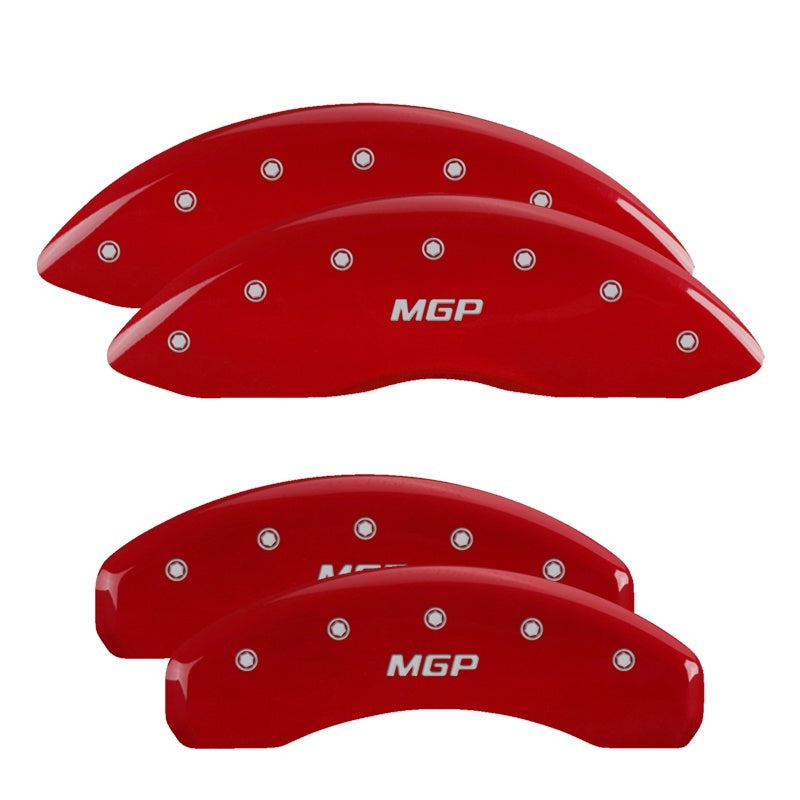 MGP 4 Caliper Covers Engraved Front & Rear Denali Red finish silver ch 34003SDNLRD