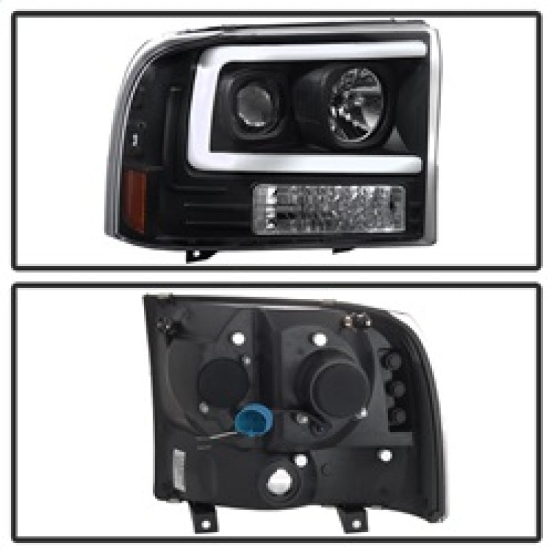 Spyder 99-04 Ford F250 Super Duty Projector Headlights - Light Bar - Black PRO-YD-FF25099V2-LB-BK 5084491