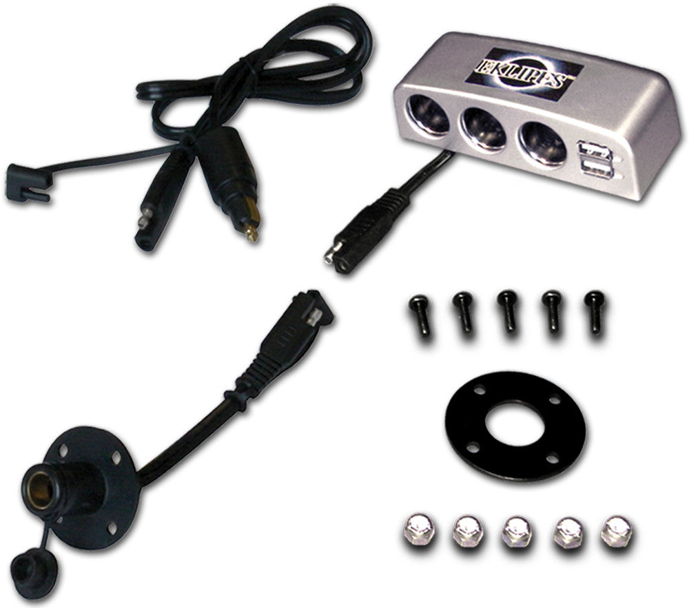 EKLIPES Motorcycle Tank Bag Multiport Charging Station Chrome EK1-214