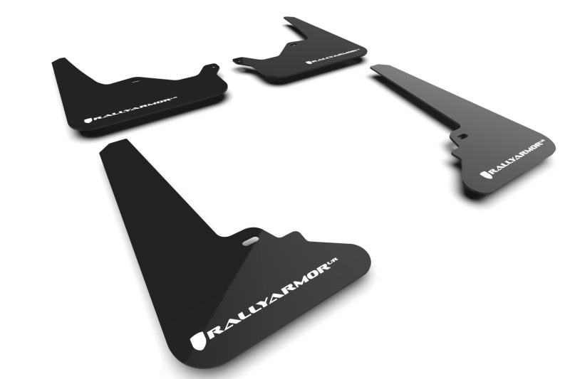 Rally Armor 21-23 Tesla Model S / S Plaid Black UR Mud Flap w/ White Logo MF101-UR-BLK-WH