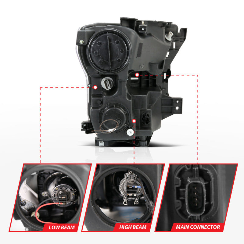 ANZO 2015-2017 Ford F-150 Projector Headlights w/ Plank Style Switchback Chrome w/ Amber 111358