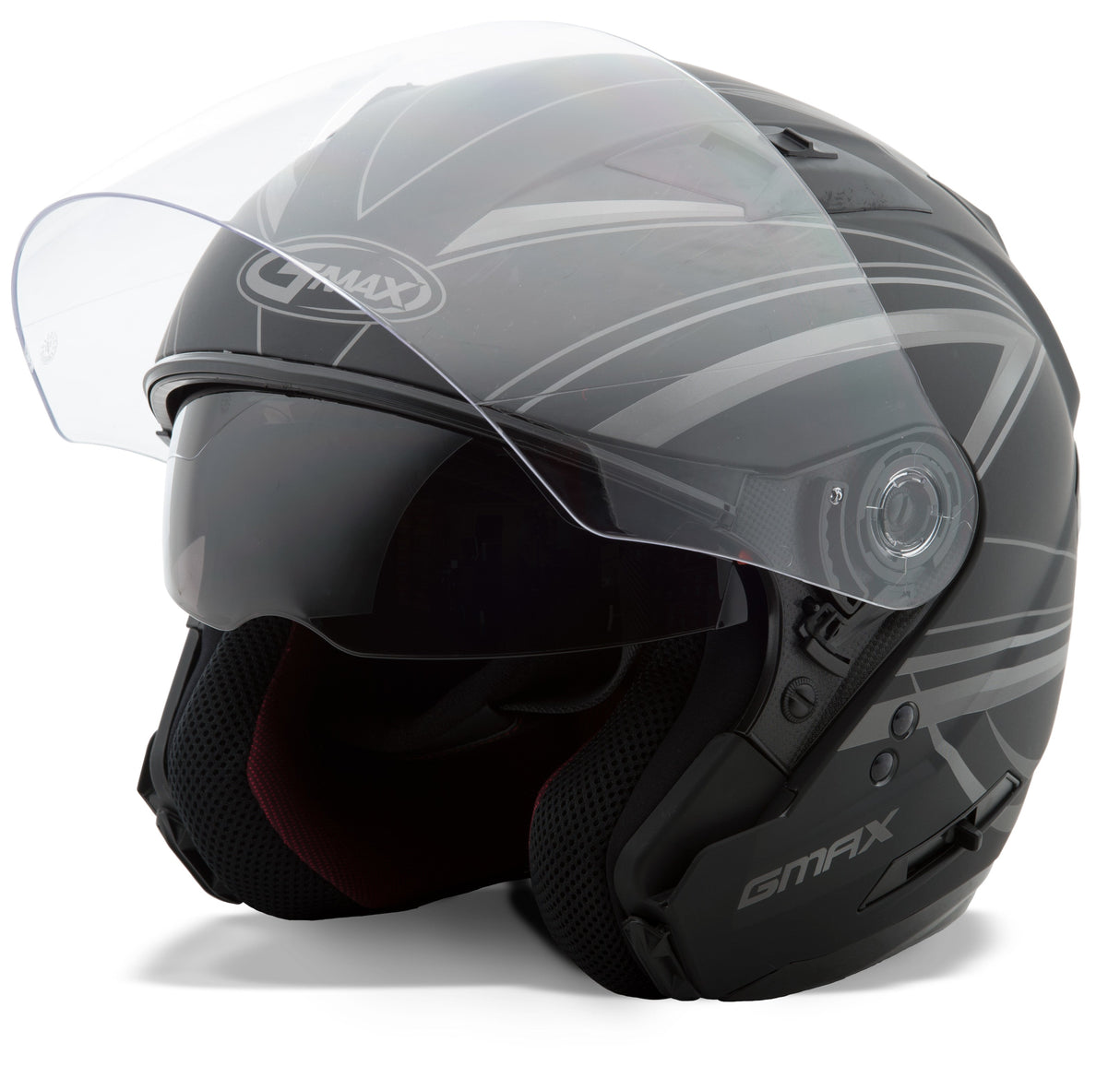GMAX Of-77 Open-Face Derk Helmet Matte Black/Silver Lg G3773396 TC-12F