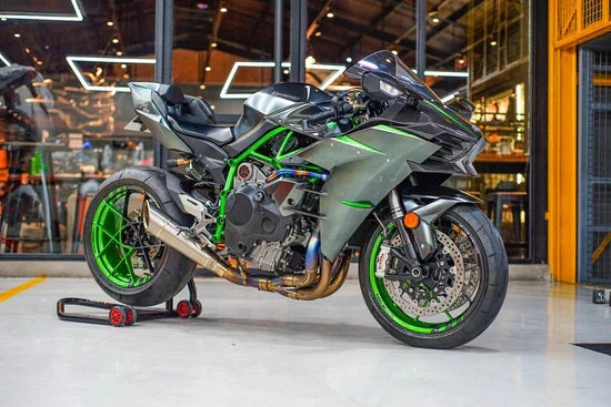 Vandemon Brushed Titanium Exhaust System Ninja H2 & H2R 2015-26 KAWAH2TICSBRUEXHD VA-2