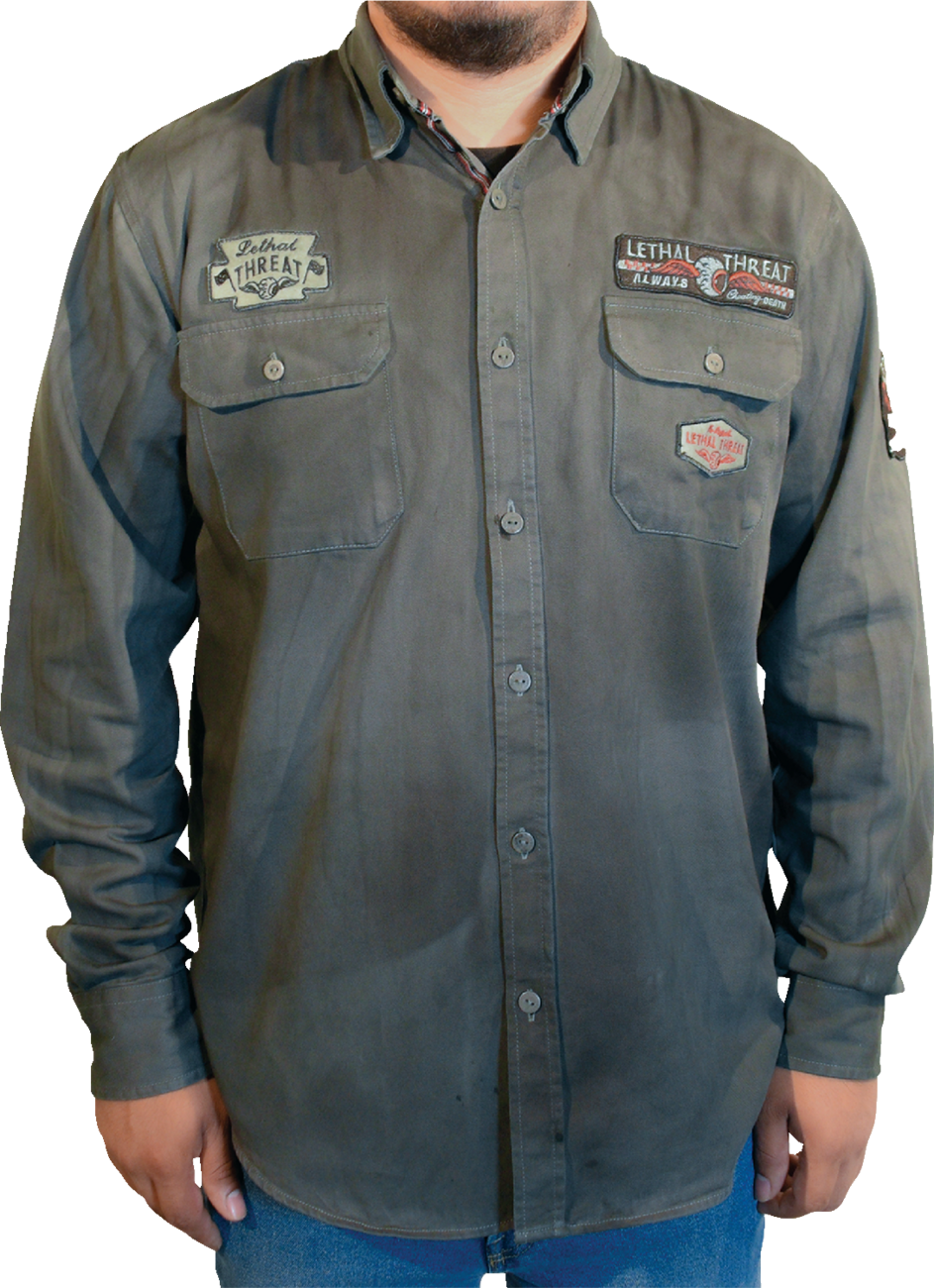 LETHAL THREAT Kustom Kulture Flying Eyeball Long-Sleeve Shirt - Gray - XL MG60133XL