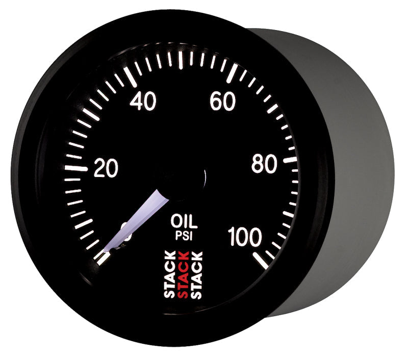 Autometer Stack 52mm 0-100 PSI 1/8in NPTF (M) Mechanical Oil Pressure Gauge - Black ST3102