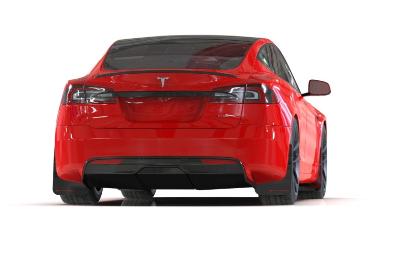 Rally Armor 21-23 Tesla Model S / S Plaid Black UR Mud Flap w/ Red Logo MF101-UR-BLK-RD