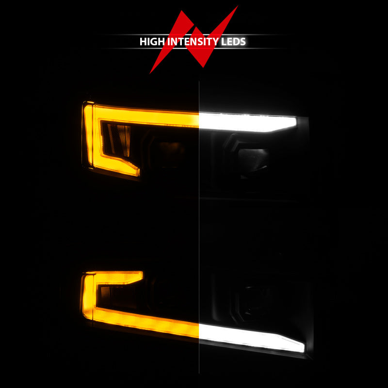 ANZO 19-22 Chevrolet Silverado 1500 LED Proj HL w/Lgt Bar SwBk Seq. Blk w/In. Light - Passenger Side 111566-R
