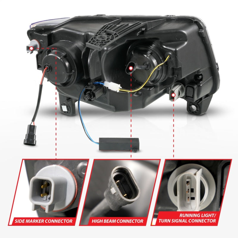 ANZO 11-13 Jeep Grand Cherokee (Factory Halogen Only) Projector Headlights w/Light Bar Swchbk Chrome 111569