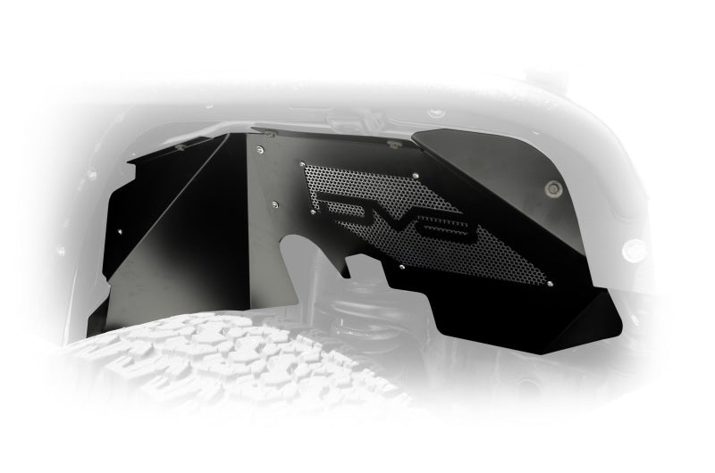 DV8 Offroad 07-18 Jeep Wrangler JK Front Aluminum Inner Fender - Black INFEND-01FB