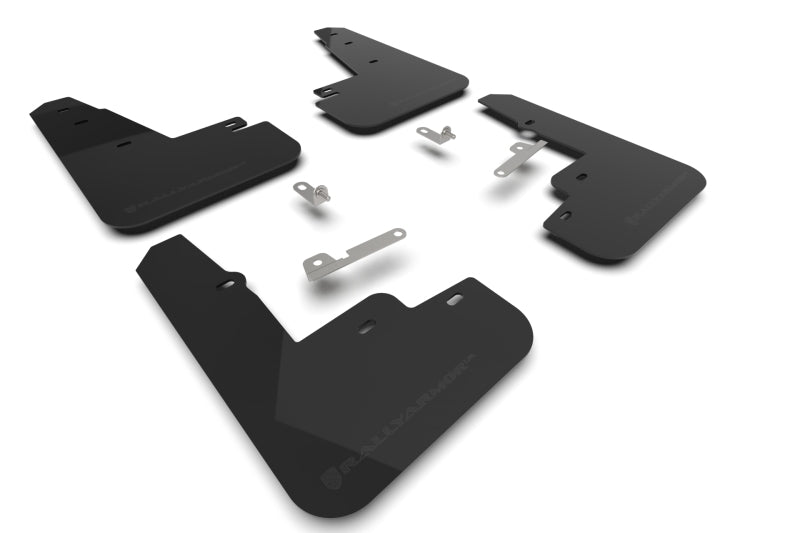 Rally Armor 21-23 Ford Mustang Mach-E Black UR Mud Flap w/ Metallic Black Logo MF96-UR-BLK-MBK