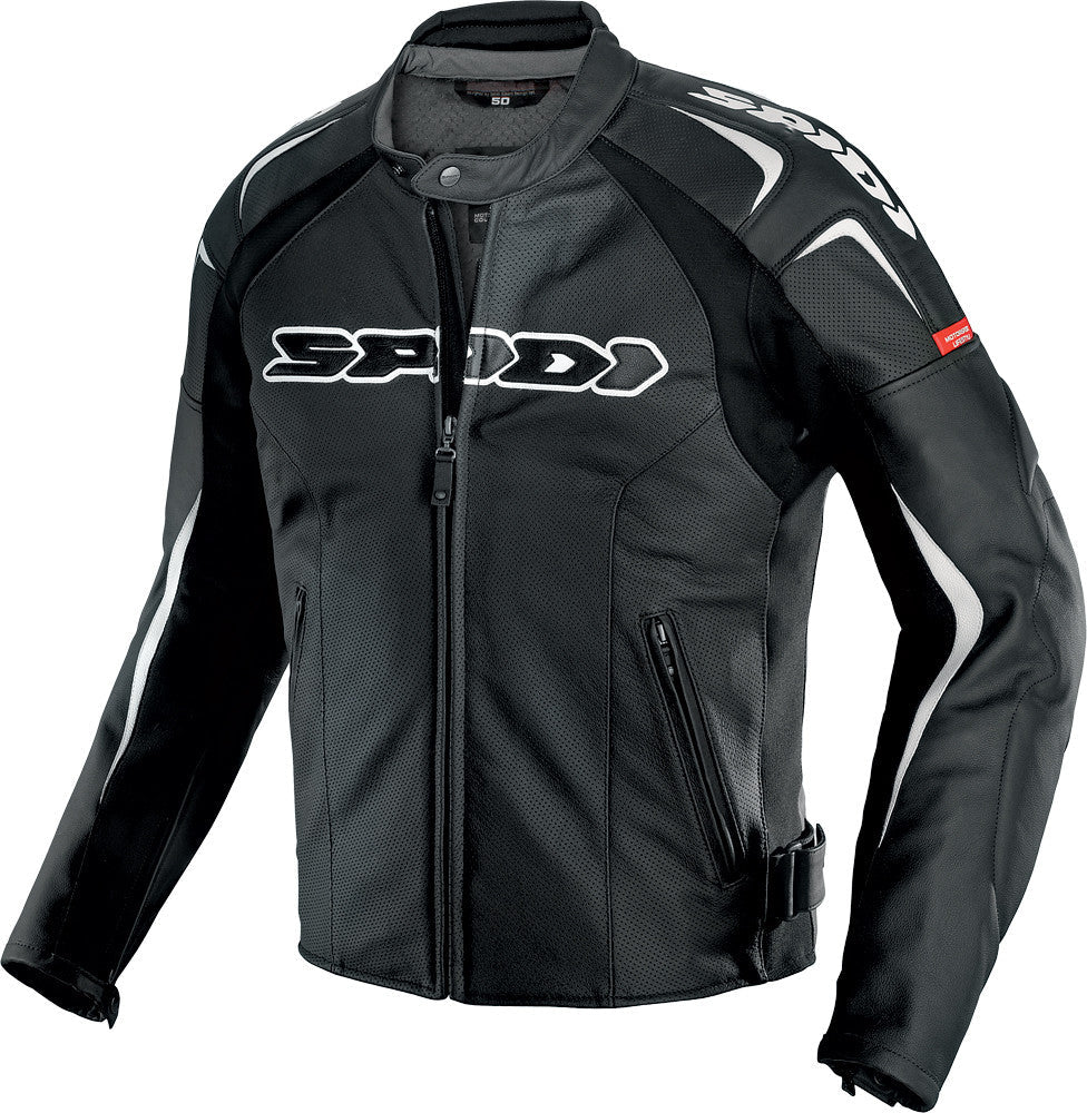 SPIDI Track Wind Leather Jacket Black/White E50/Us40 P126-011-50