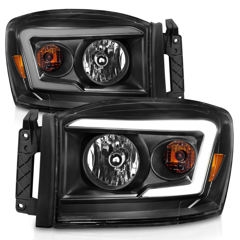 Anzo 06-09 Dodge RAM 1500/2500/3500 Headlights Black Housing/Clear Lens (w/ Light Bars) 111524
