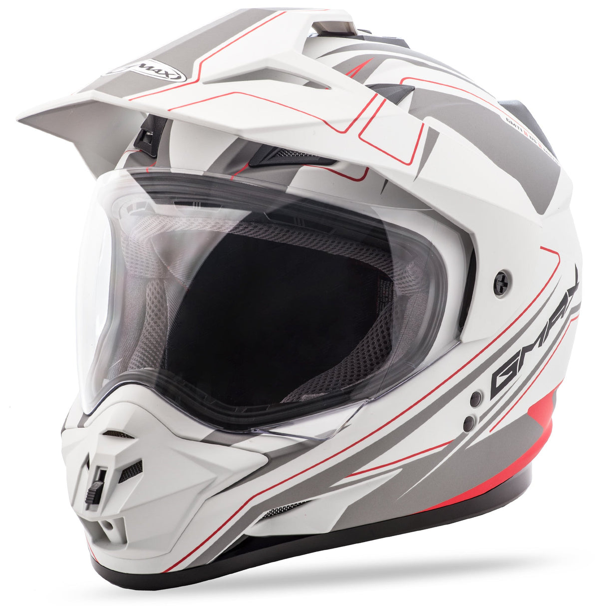 GMAX Gm-11 Dual-Sport Expedition Helmet Matte White/Red Xs G5112433 TC-1