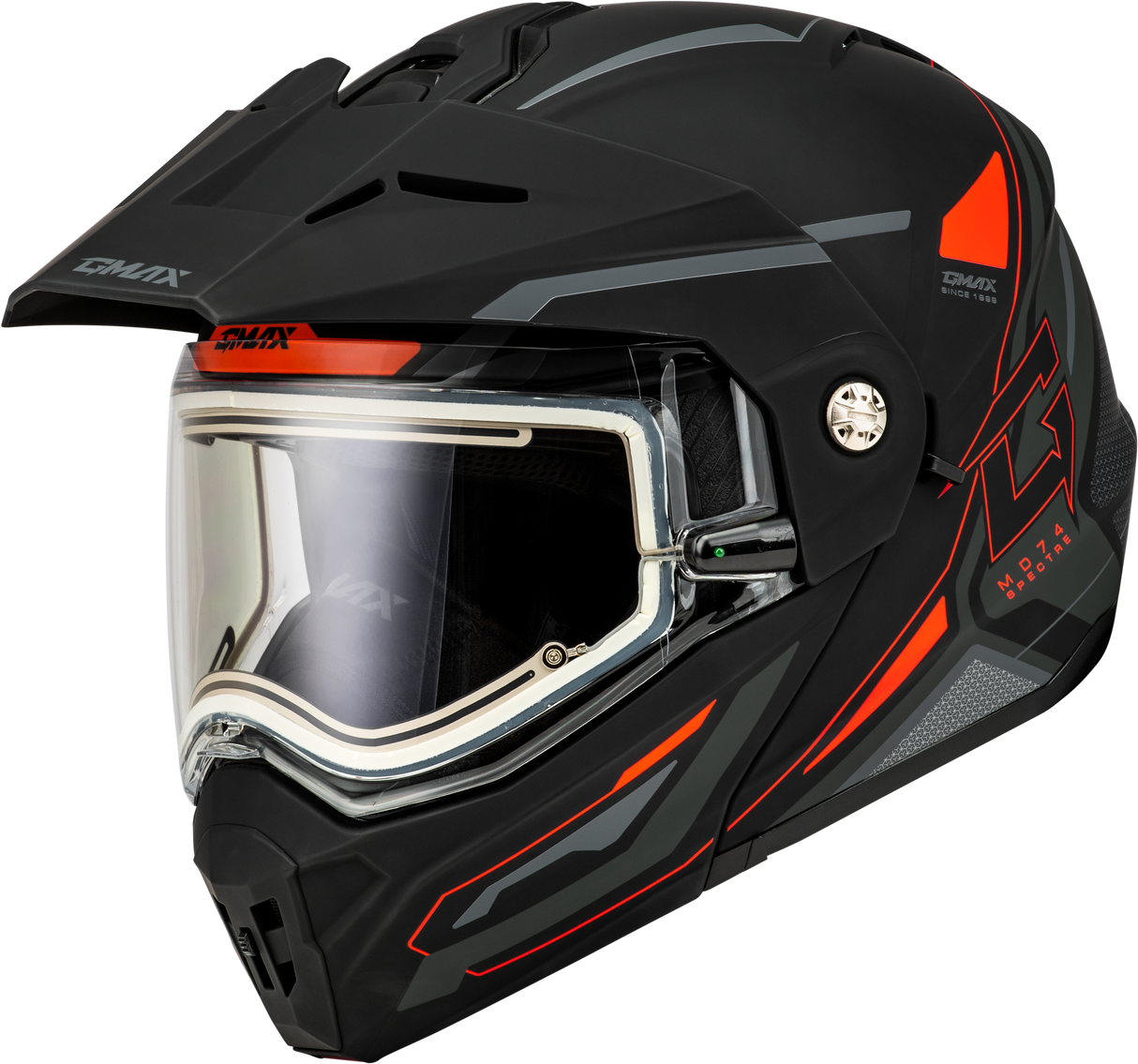 GMAX Md-74s Spectre Snow Helmet W/ Elec Shield Matte Black/Red 2x M10742328