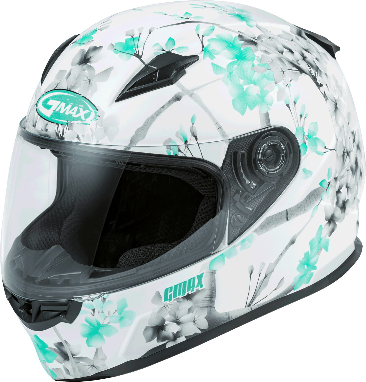 GMAX Ff-49 Full-Face Blossom Helmet Matte White/Teal/Grey Xs F1496863