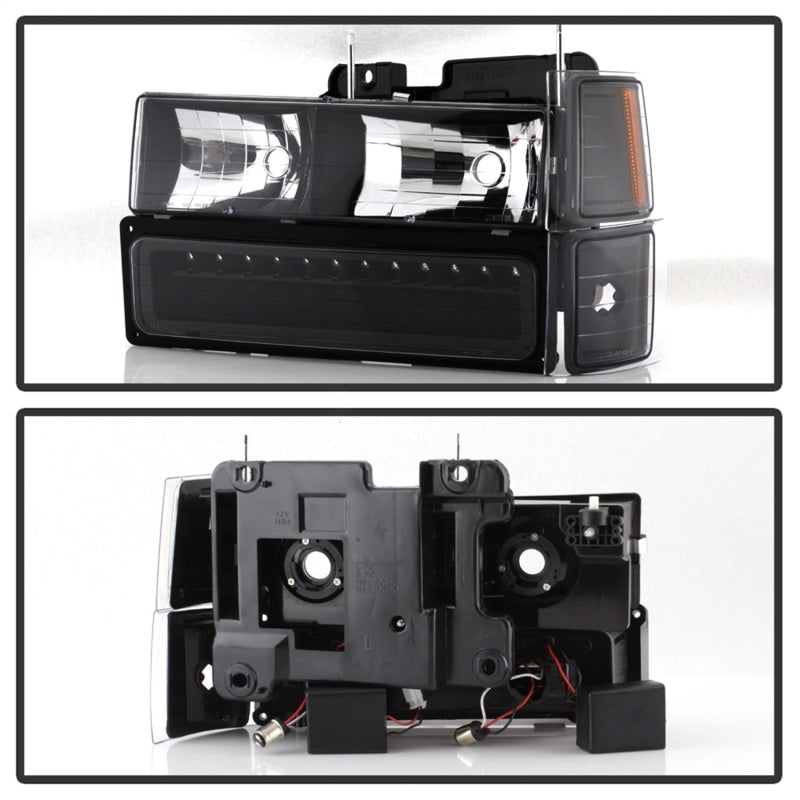Xtune 92-94 Blazer Full Size Corner/LED Bumper Headlights Black HD-JH-CCK88-LED-AM-BK-SET 5069542