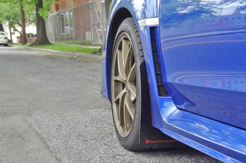 Rally Armor 15+ Subaru WRX & STi Sedan Only UR Black Mud Flap w/ White Logo MF32-UR-BLK/WH